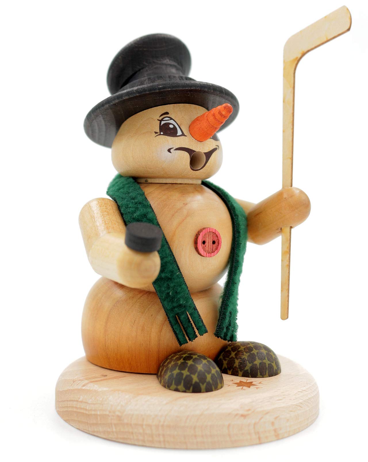 Kuhnert - Erzgebirgische Holzkunst Räuchermann Räucherfigur Schneemann 13cm - Eishockeyspieler