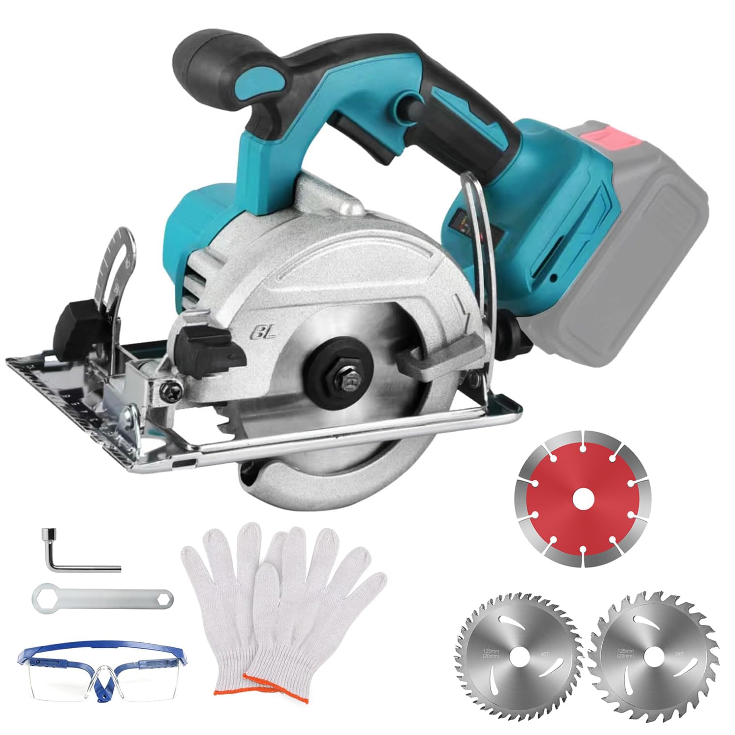 Cordless Circular Saw Compatible for Makita 18V Battery, Hand-Held 5 inch Circular Saws with 3 Blades, Brushless, 0-45° Bevel, 40mm Depth, Professional Battery Circular Saw for Wood Plastic Tile Cut