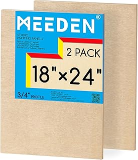 MEEDEN Unfinished Wood Canvas Board: 3/4” Deep 18x24” Wooden Canvas Panel Pack of 2 - Blank Cradled Wood Art Board for Painting