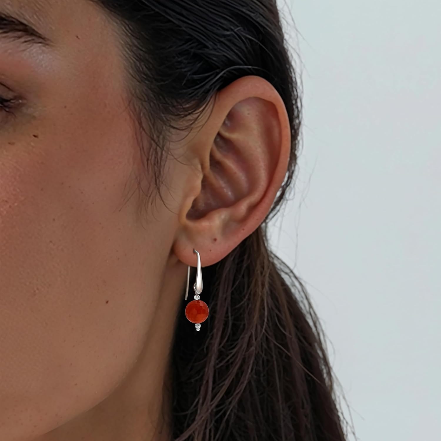 925 Sterling Silver Gemstone Earrings for Women - Birthstone Earrings - Silver Drop Earrings for Women - Modern Earrings - Everyday Earrings for Women - Gemstone Earrings - Image 3