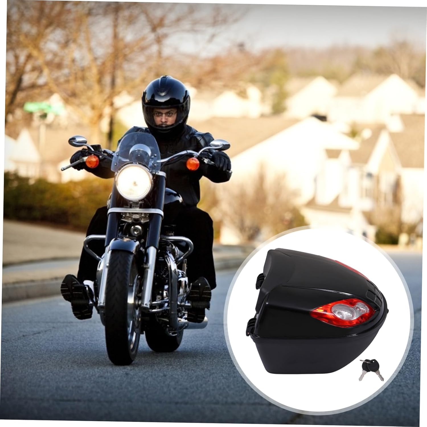 CHILDWEET Motorcycle Rear Box Tail Trunk Luggage Case Ergonomic Backrest Capacity for and Gear Storage for Rides Black