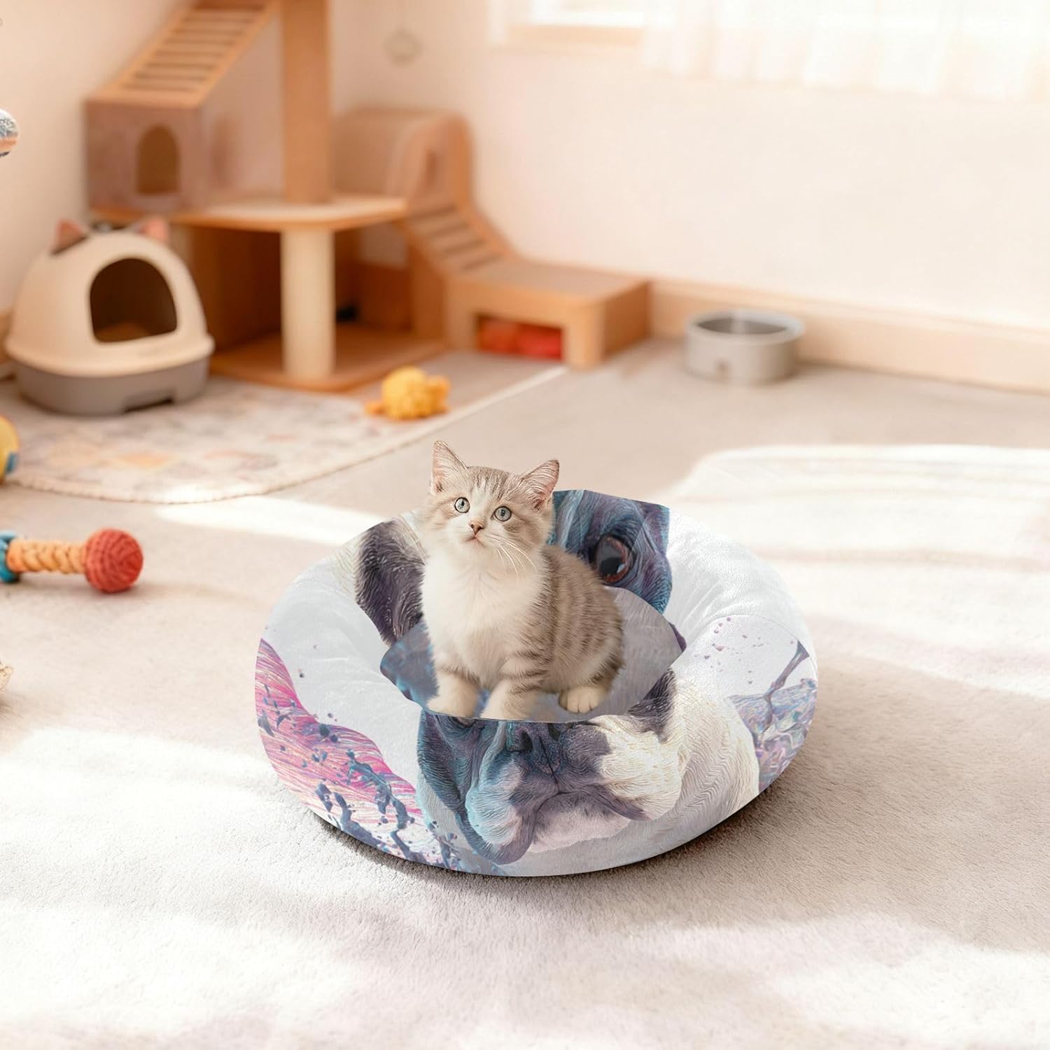 3D French Dog Cute Pet Dog Bed Relieve Stress Dog Pillow Bed for Medium Size Pets Sleeping S
