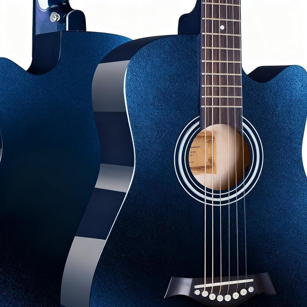 Chitarra acustica per principianti da 104 cm, chitarra da viaggio portatile a 6 corde con custodia, corde, tracolla, pipa e plettro