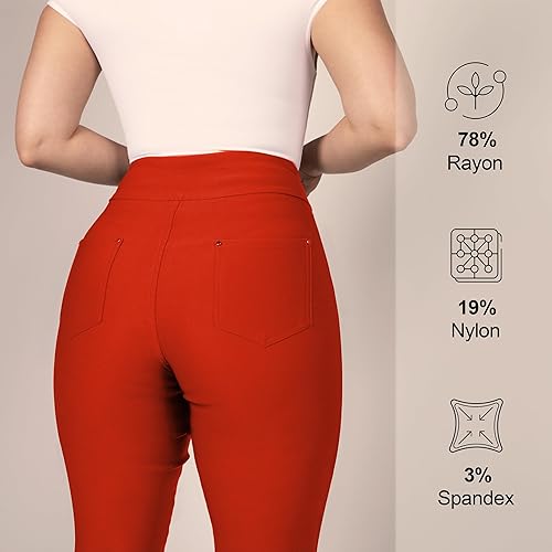 Miniatura 4 de Pantalones de yoga para mujer Pantalones de trabajo elásticos de pierna recta con 5 bolsillos ajustados para oficina