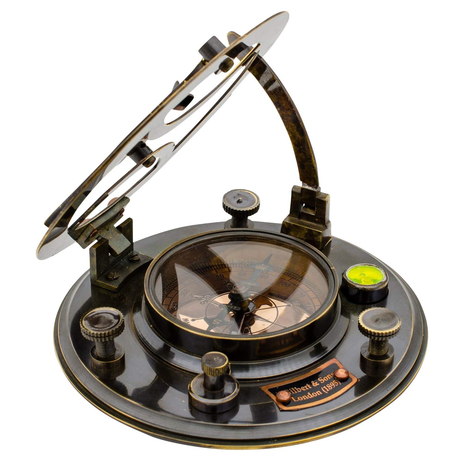 aubaho Brújula de latón marítimo navegación Reloj de Sol Estilo Antiguo réplica (e)