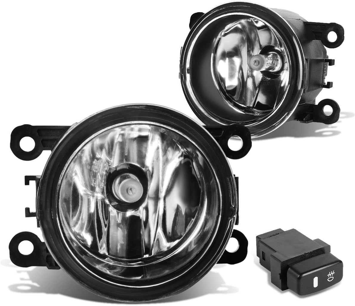 Auto Dynasty Fog Lights Assembly Compatible with 2010-2015 Mitsubishi Montero Front Bumper Driving Fog Lamps w/Switch, Driver and Passenger Side, Clear Lens