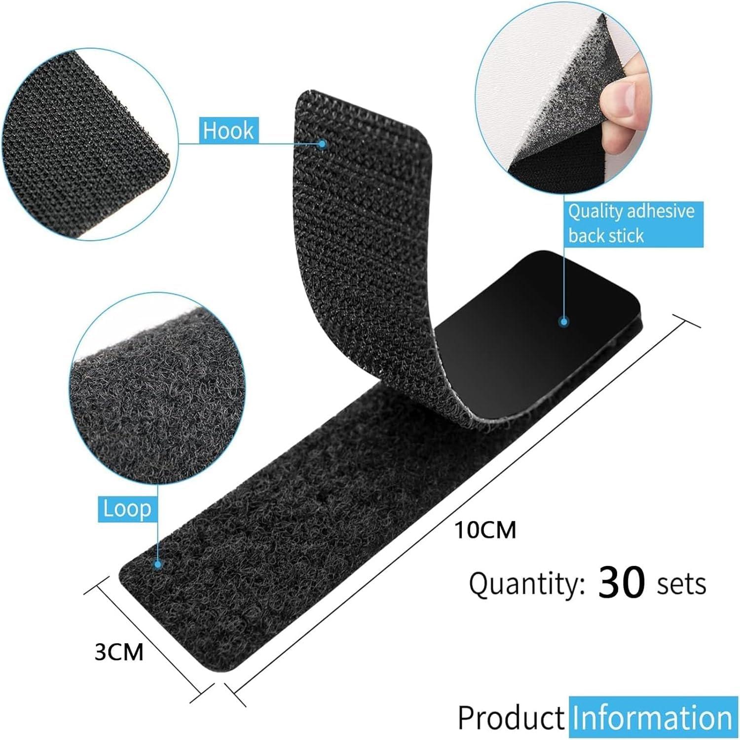 Aputue Cırt Cırt Bant, 30 Adet 3x10cm Yapışkanlı Bant, Güçlü Yapıştırıcılı Naylon Kendinden Yapışkanlı Şeritler, Ev, Ofis, Okul ve El İşleri İçin Pratik Çözüm