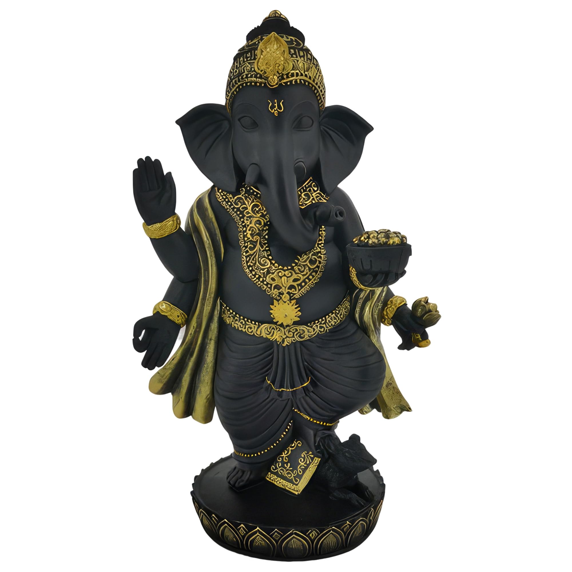 Figurine de Ganesh noir en or pour créer une ambiance zen dans votre salon