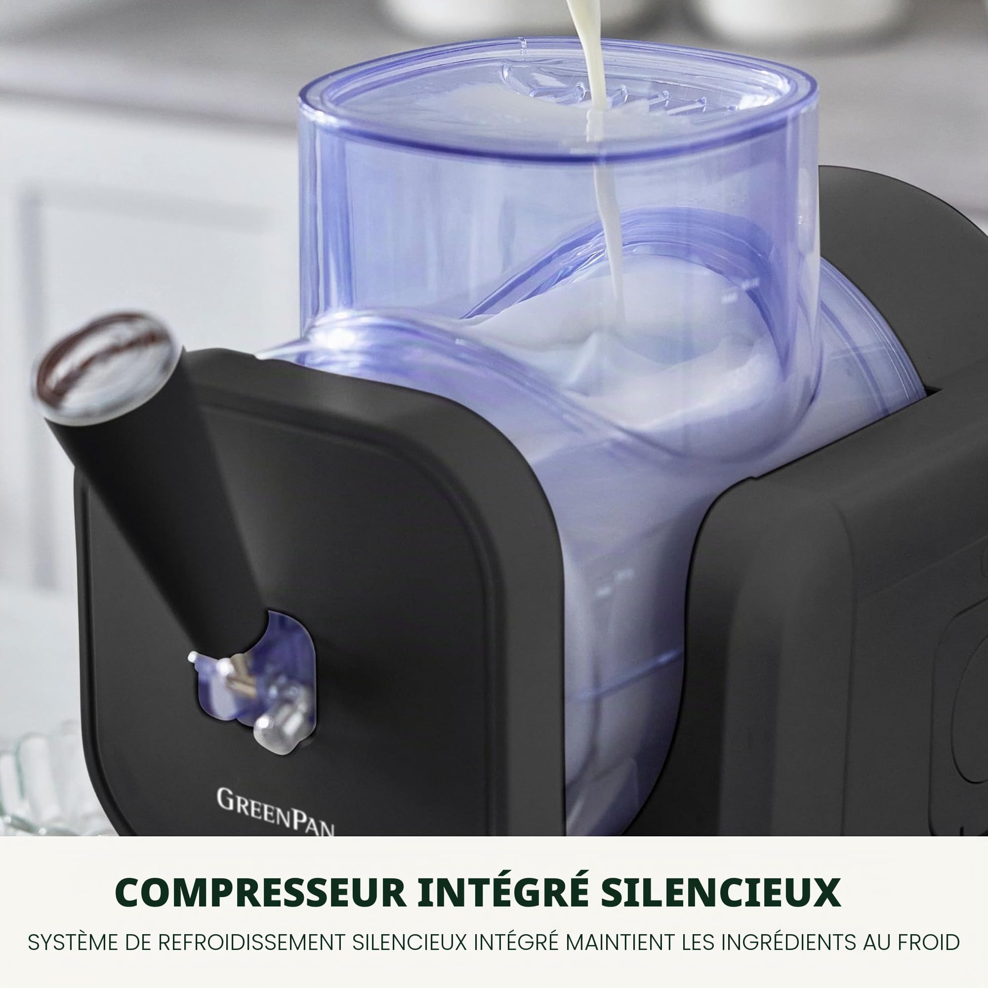 GreenPan Frost Sorbetière & Machine à Slushie, Glace Italienne, Sorbet, Milkshakes, Yaourt Glacé, Sans Pré-congélation, Prête en 15 Min, 15-en-1, 6 Modes, 7 Textures, Autonettoyante, Gris