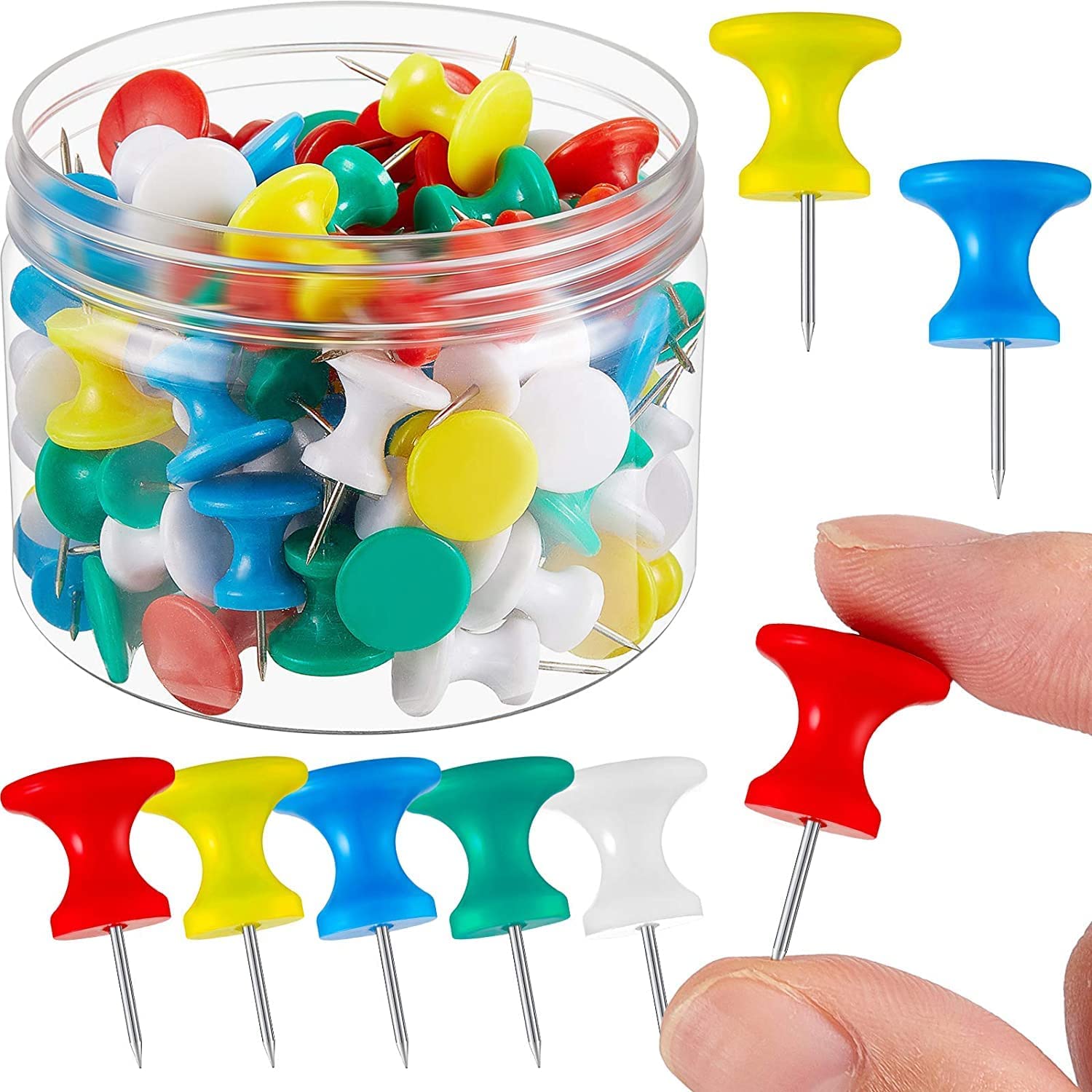 Aabhir Traders Push Pins Steel Point/Board Pins/Thumb Pins,Tracks & Pins Gem Pins for Notice Boards Soft Board Display Board of Office Home School, Shop with a Reusable Storage Box (Pack of 50 Pins)