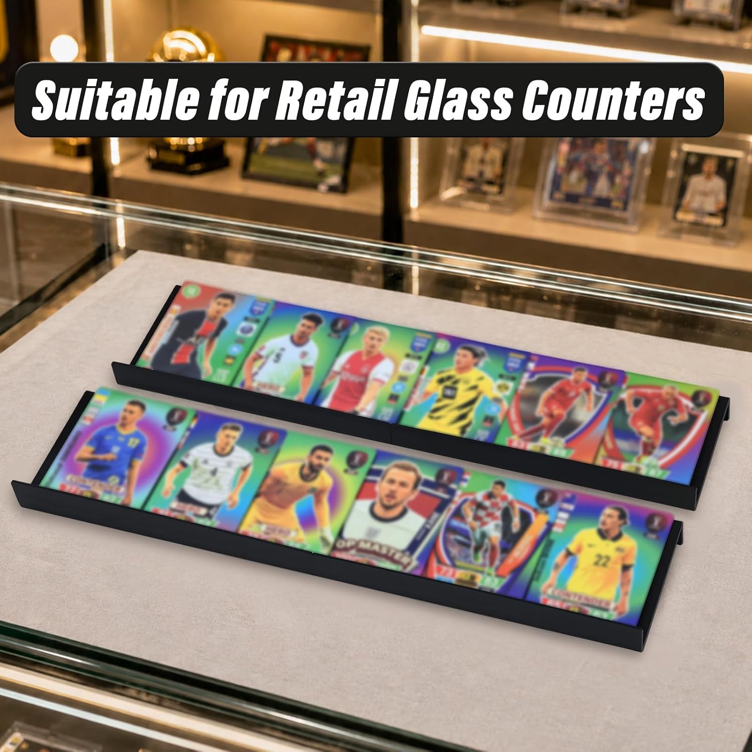 20 Pcs Card Risers for Display Case, Modular Display Risers for Trading Cards, Sports Cards, Graded Card and Card Game, Vendor Showcase Stand for Card Show, Retail Glass Case and Sorting Tray(Hollow)