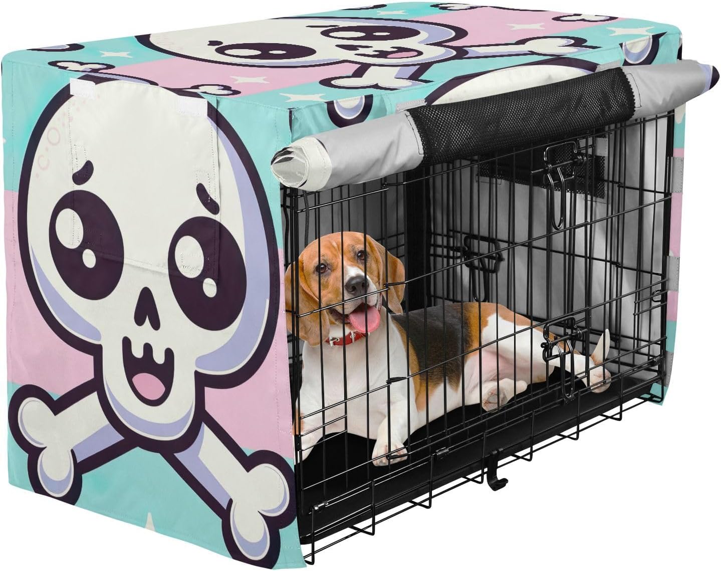 Cute Cartoon Jolly Roger Dog Crate Cover Water-Resistant, S-XL Windproof Covers for Pet Cages, X-Large