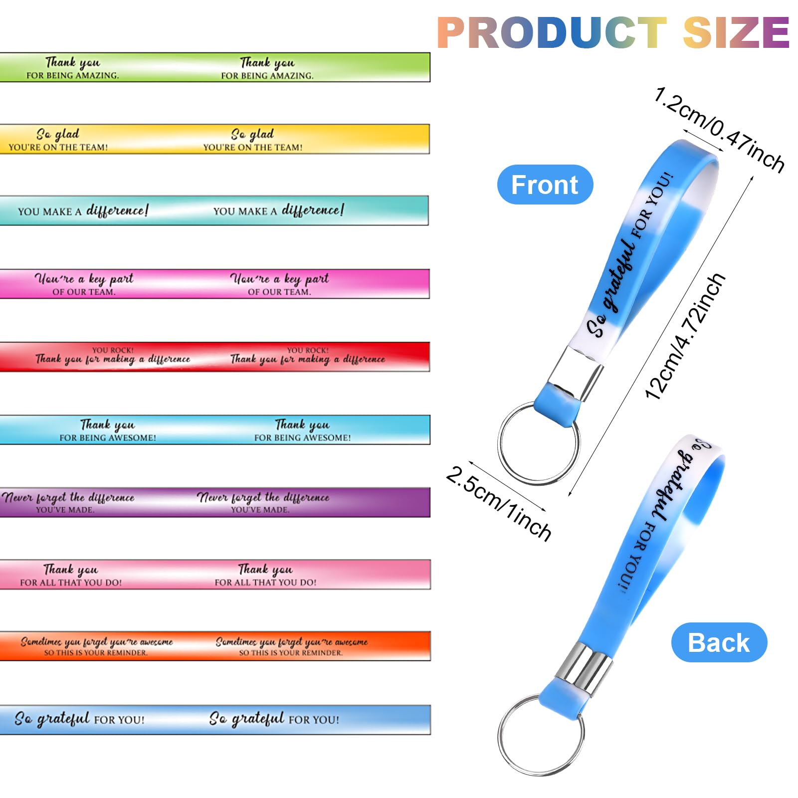 30 Pcs Thank You Keychain Bulk Employee Appreciation Gift Motivational Silicone Key Ring Inspirational Quote Keychains Staff Appreciation Gifts for Teacher Coworker Team Back to School Party Favors - Image 2
