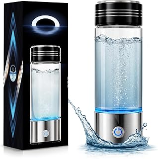 Hydrogen Water Bottle, 15oz Rechargeable Glass Hydrogen Water Bottle Generator,Produces 2000PPB antioxidant Hydrogen Water in 3 Minutes,Ideal for Travel, Sport, Office & Gifts