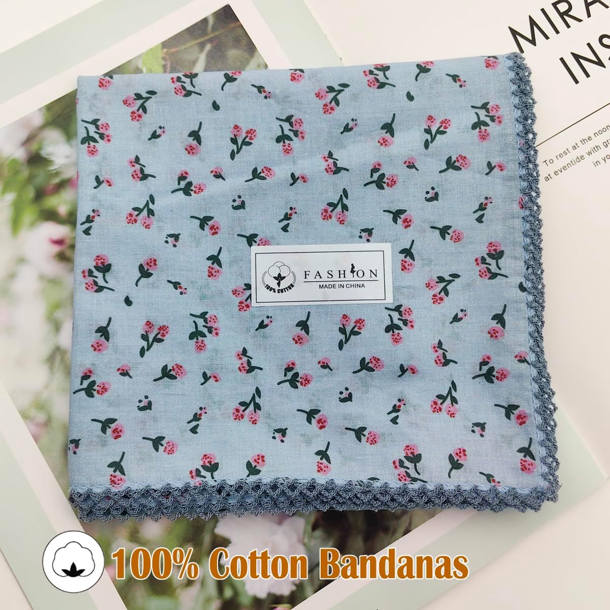 Large Cotton Bandana Headband, Head Wrap, Protective Coverage, Hair Neck Scarf for Women 28 x 28 inch - Image 2