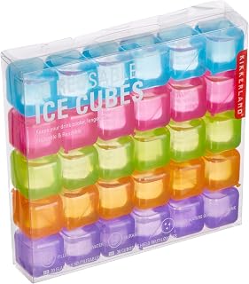 Kikkerland Reusable Ice Cubes 30 Pack Multicolor - Food Safe Plastic, Dishwasher Safe, Chill Drinks Without Dilution