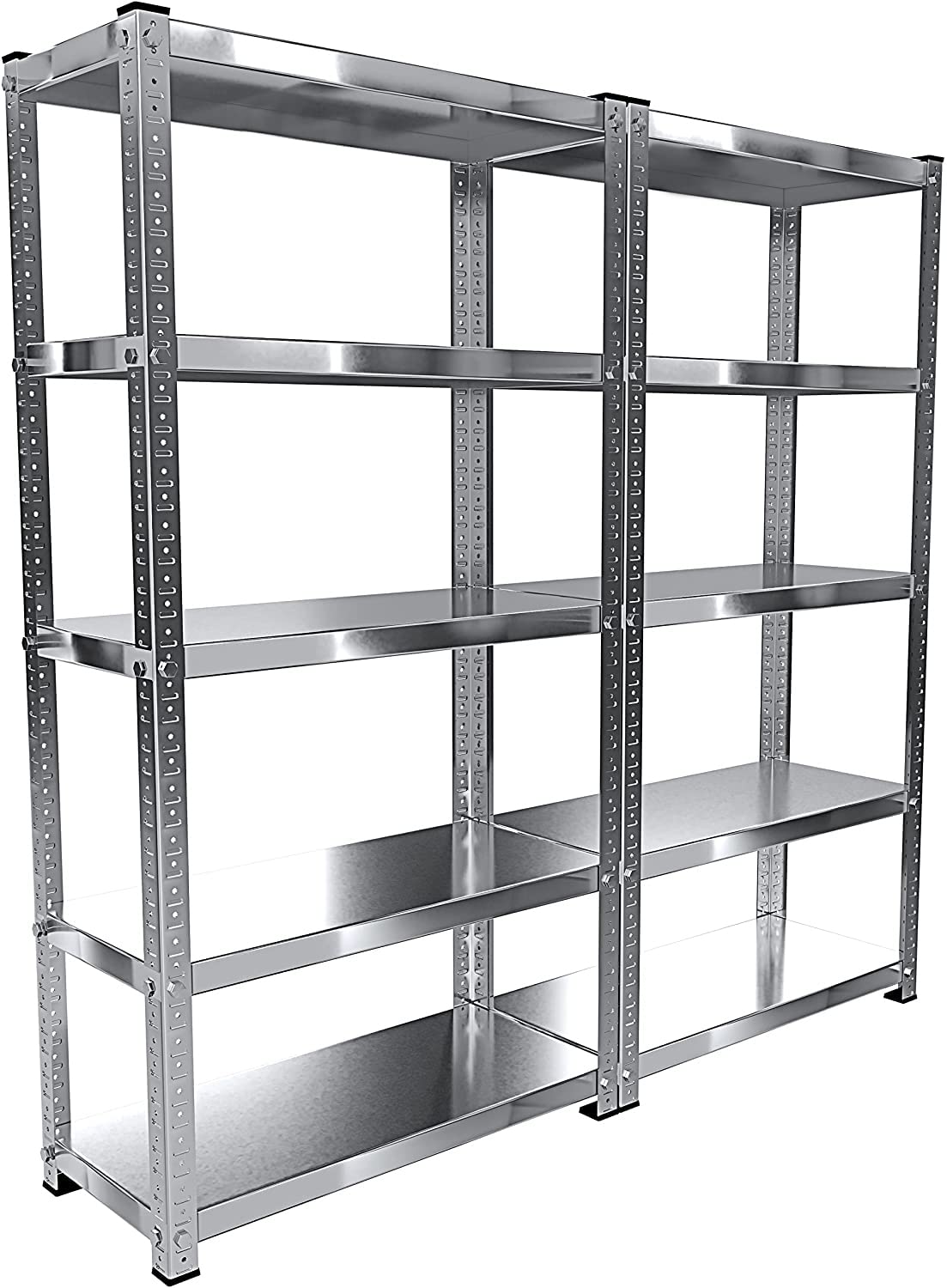 Arreditaly 2 Scaffali In Metallo Scaffale Alta Portata Con 5 Ripiani Regolabili Ideale Per Garage Officina Cantina Capannone Magazzino Design Modulare 187 x 100 x 30 cm (2)