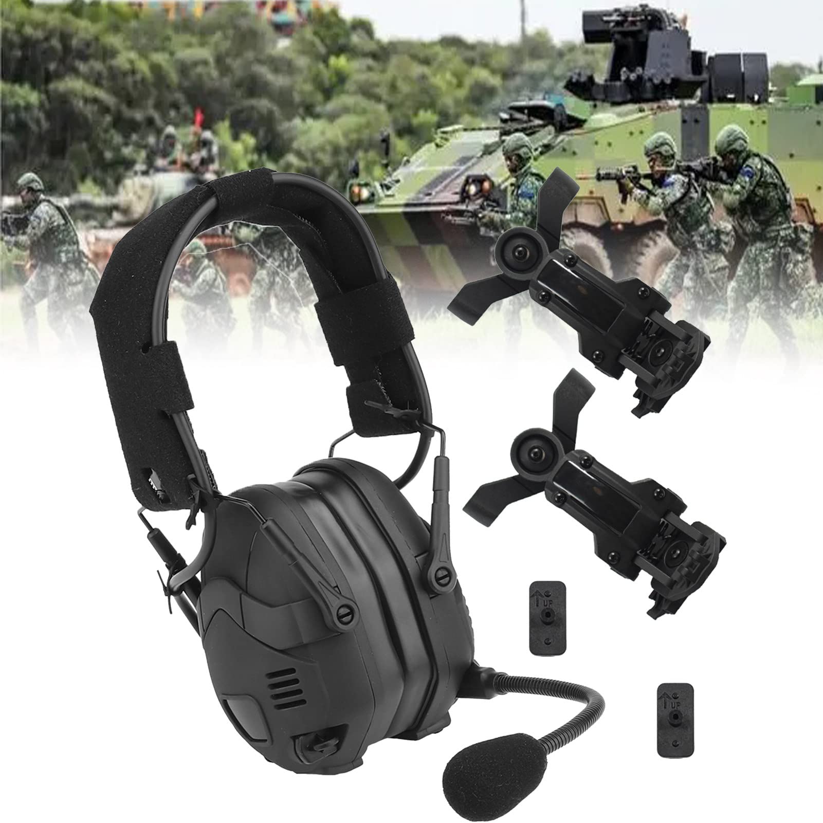 Amazon.co.jp: 戦術的なヘッドフォン軍事通信ヘッドセットイヤホン