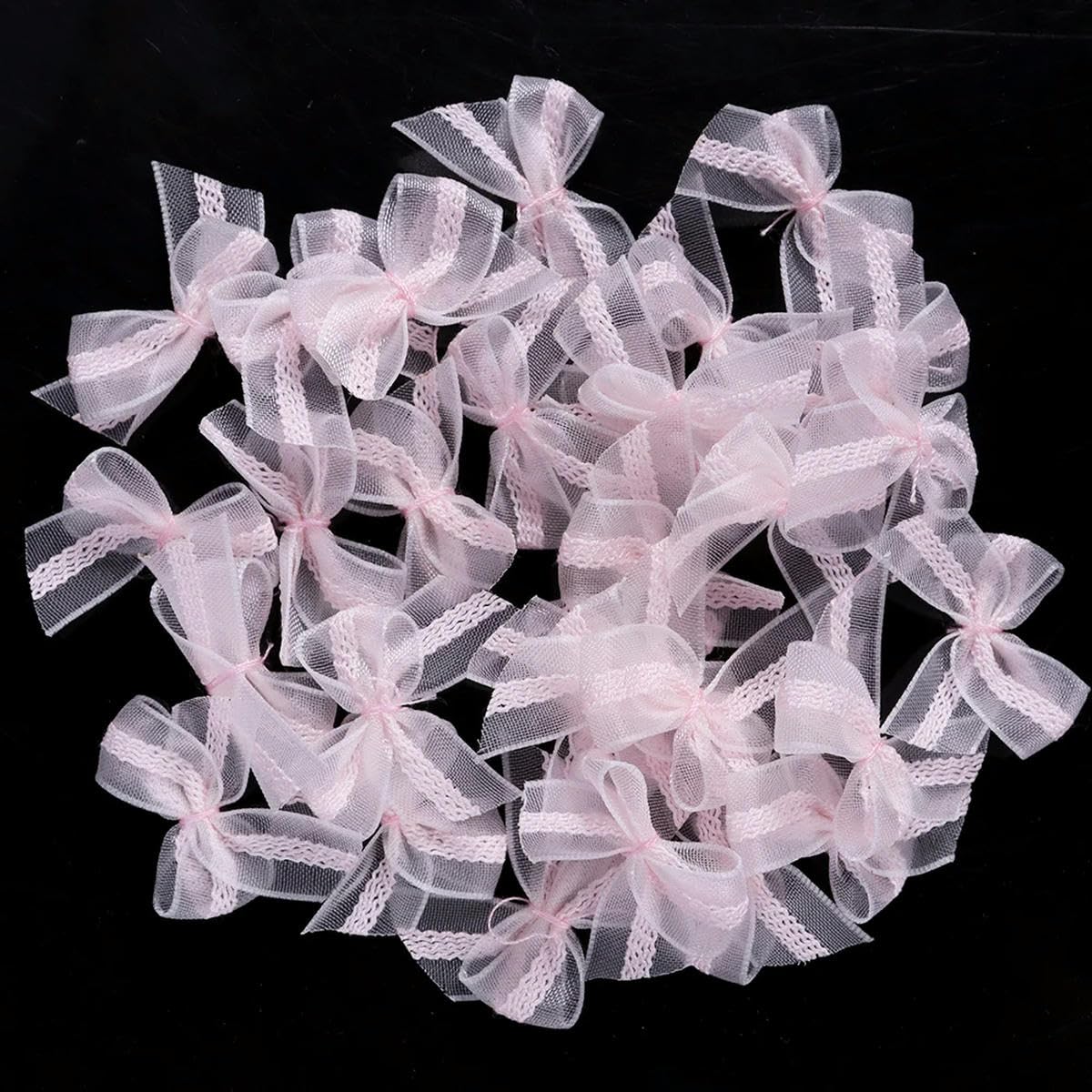 CIVIOOH 30pcs Mutilcolor Lace Mesh Ribbon Bows Satin Ribbon for DIY Craft Decoration Nail Manicure Accessories 2.5x2.5cm
