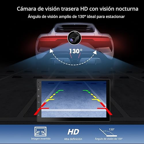 Miniatura 6 de Pantalla inalámbrica CarPlay para coche y unidad principal Android Auto  Pantalla táctil de 7 pulgadas doble DIN estéreo de coche con cámara de