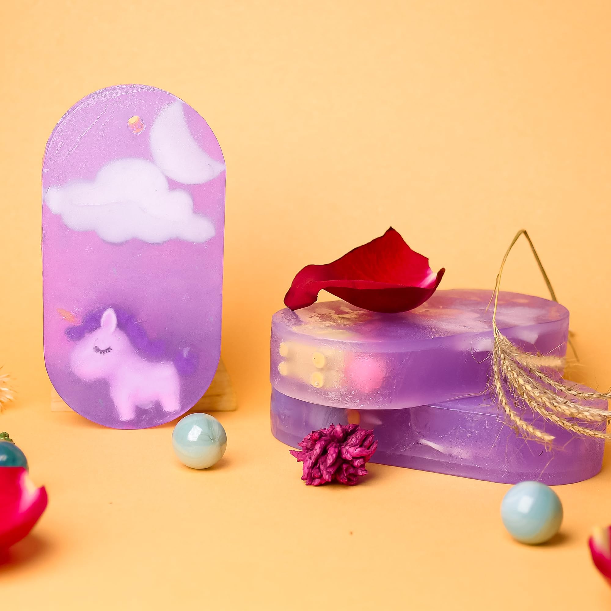 THE LITTLE LOOKERSSoap with Unicorn Eraser| Handmade/Handcrafted & Hand cut| Kids friendly Organic Soap for All skin with moon and star details (120 gms approx.)(Unicorn, Pack Of 3)