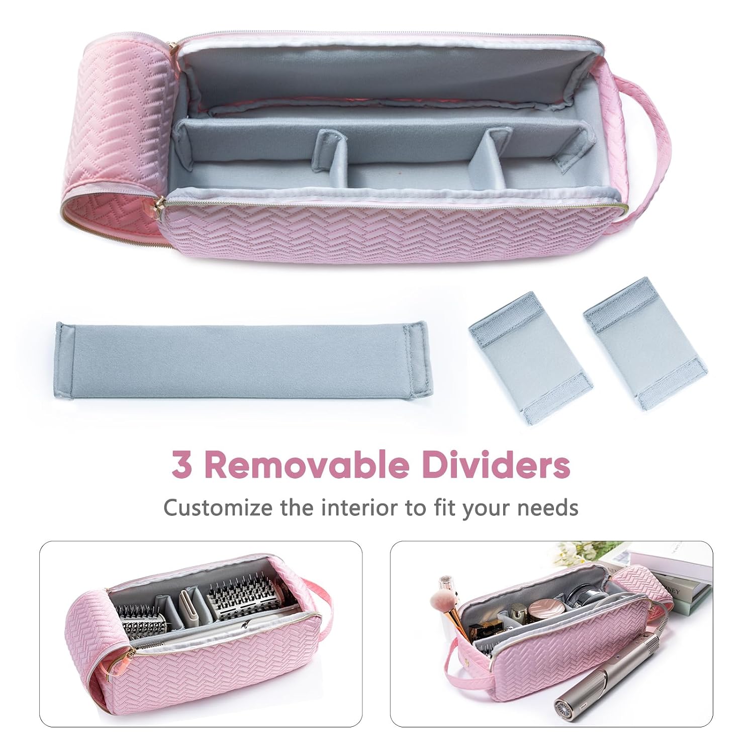 Large Hair Tools Travel Bag Compatible with Shark FlexStyle, Revlon & Dyson | Hair Dryer Brush Organizer, Flat Iron, Curling Iron, Makeup & Cosmetic Bag for Travel Essentials