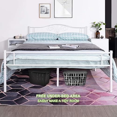 Miniatura 33 de Base de cama de metal resistente tamaño individual, base de colchón de acero, con revestimiento negro, cabecero retro para cama individual, no Negro