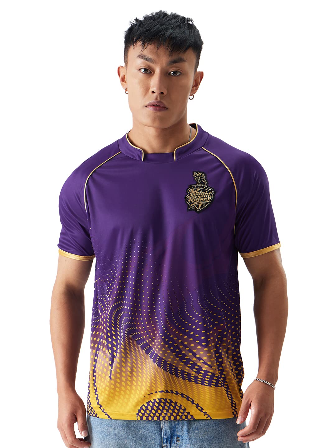 The Souled Store Official KKR: Fan Jersey 2023 Men and Boys Slim fit Graphic Printed Half Sleeve Polyester Multicolored Men Jerseys
