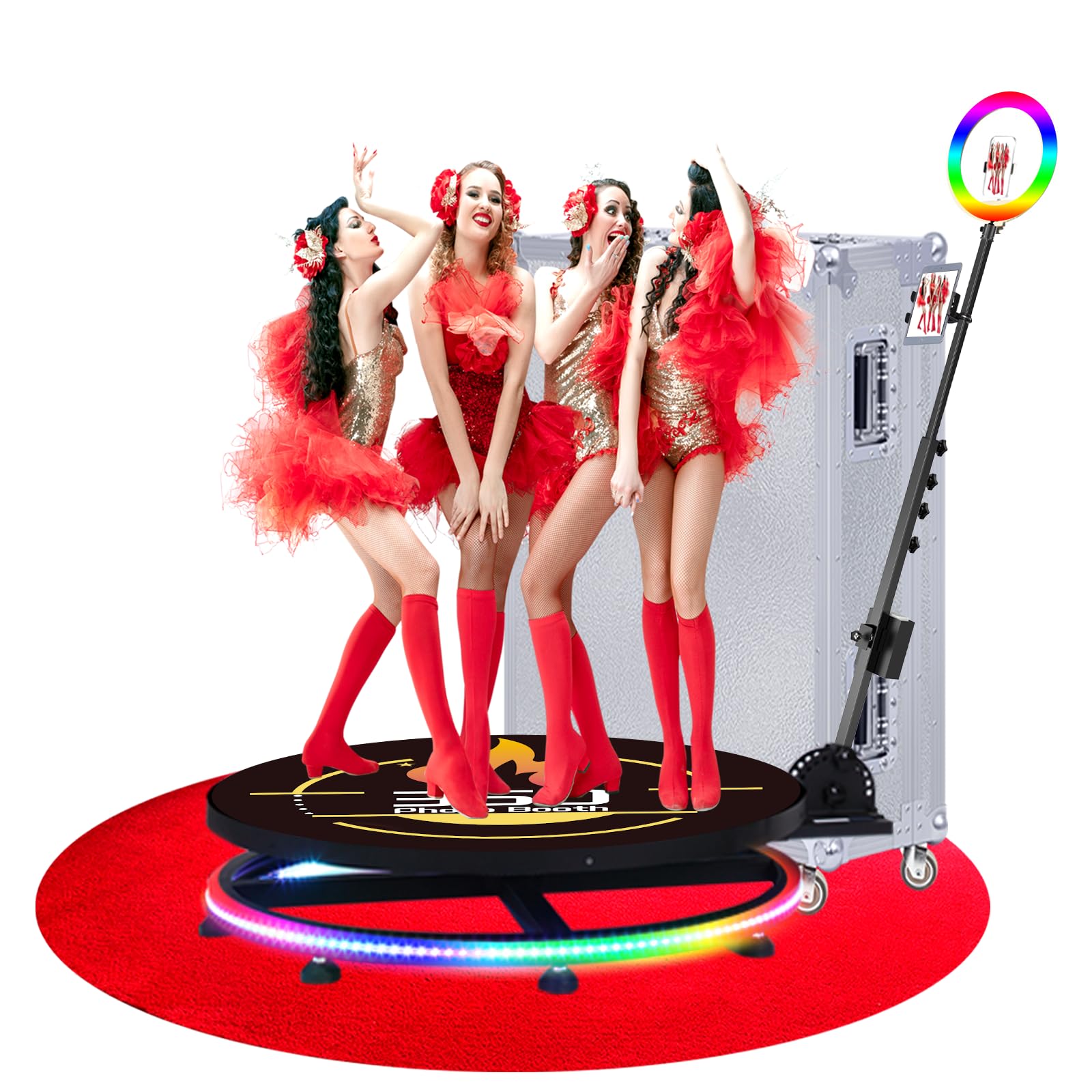 360 Photo Booth Machine for Parties with Flight Case,Custom Magnetic Logo etc Deluxe Package,360 Camera Booth Can Record The Beautiful Moments by