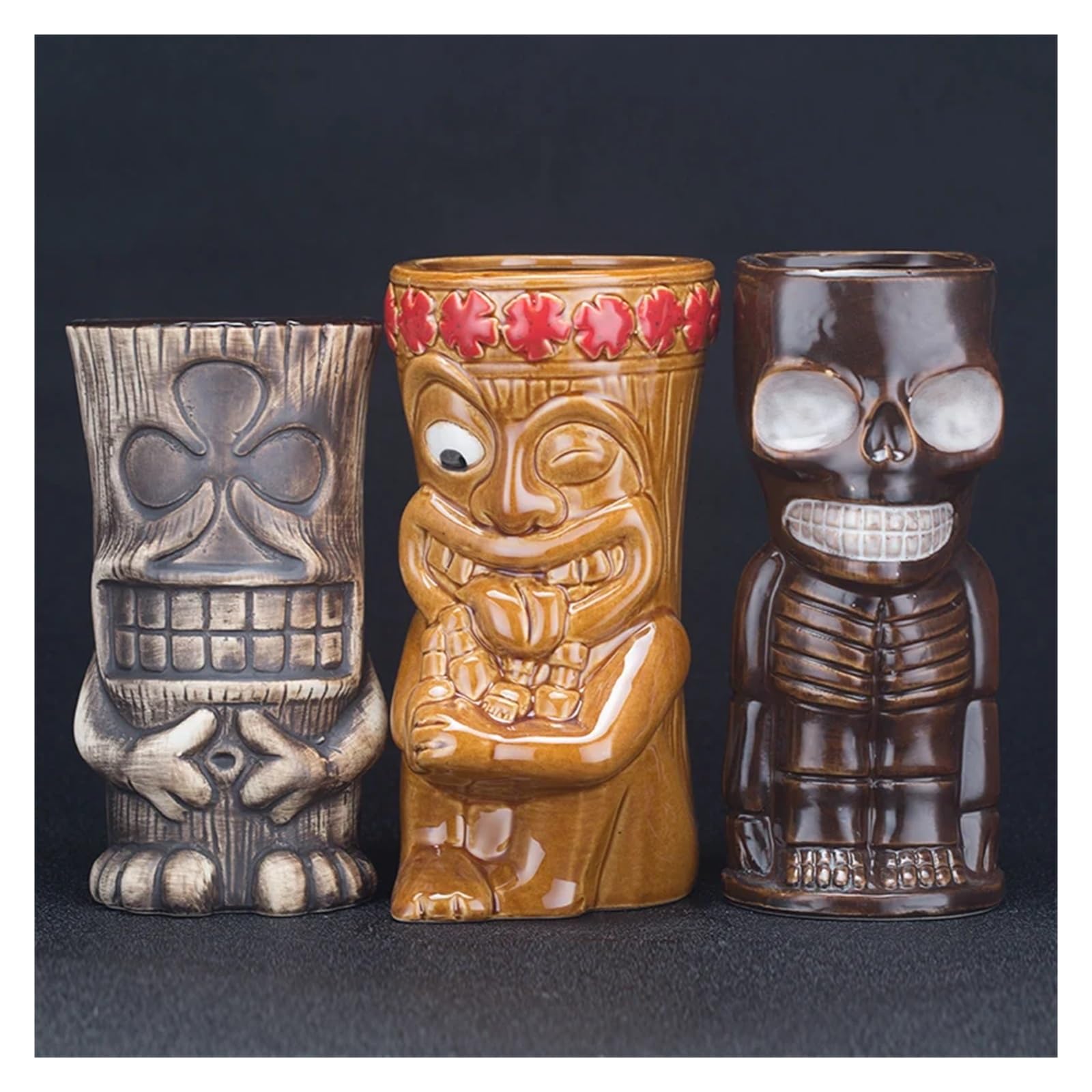 Bicchieri Cocktail Tazza Tiki in ceramica, tazza da cocktail creativa, tazza Tiki dell'Isola di Pasqua, regalo di Halloween for attrezzo da bar(W1 420ml)