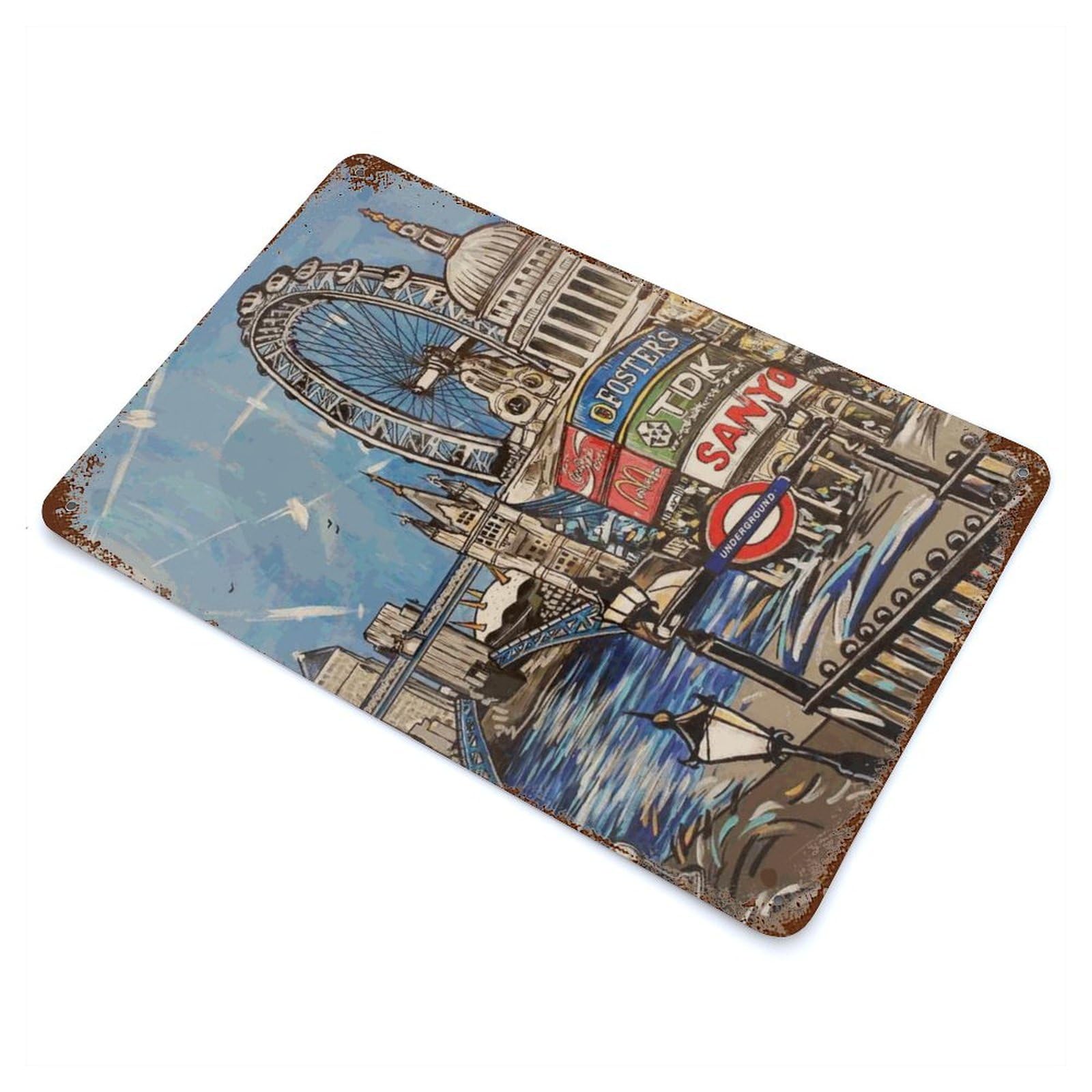 Amazon.co.jp: ブリキ看板 ロンドンの風景画 レトロ看板 サインボード