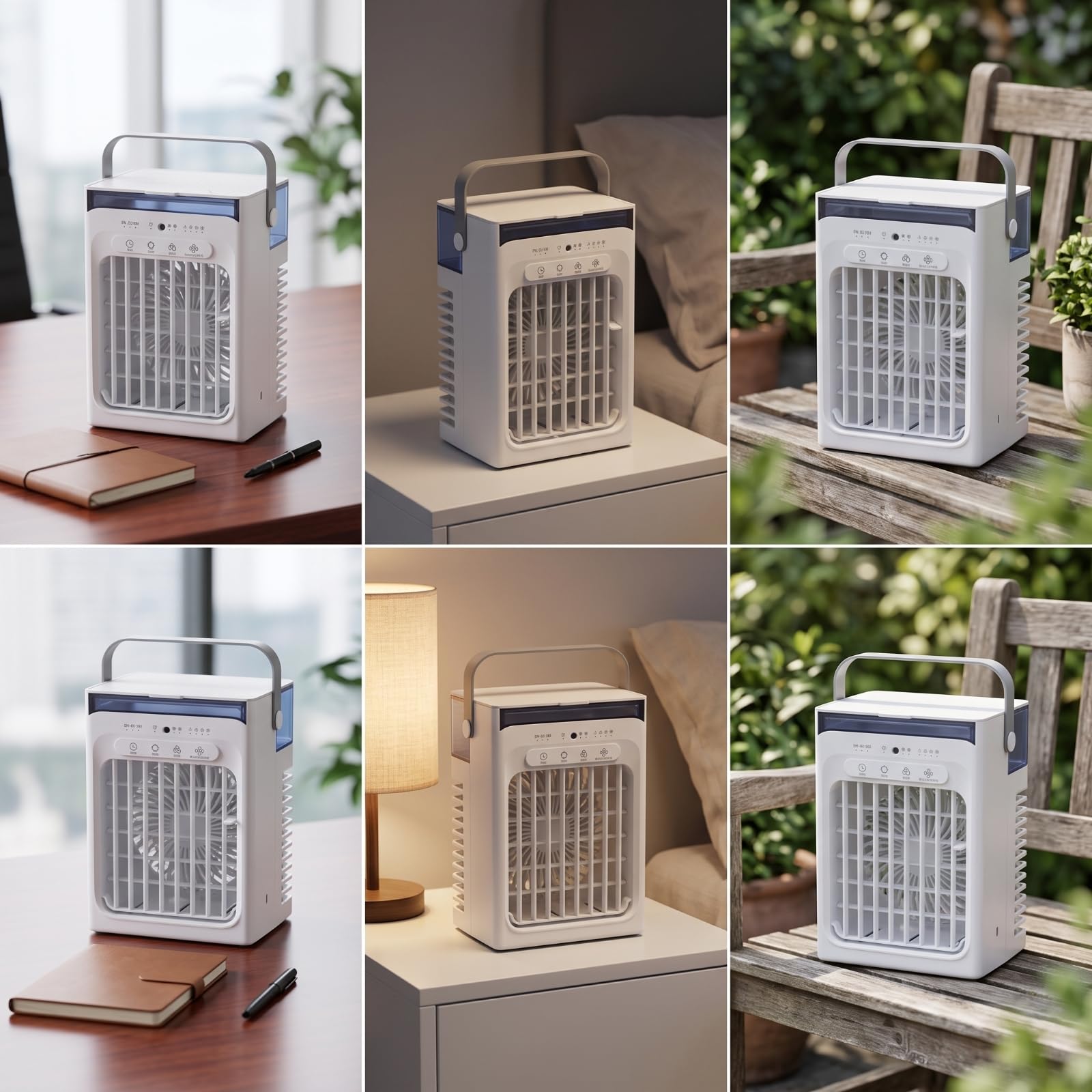 Gralara Raffrescatore Evaporativo Portatile da Tavolo Mini Condizionatore Portatile 3 in 1 Ventilatore con Luce LED per Scrivania, Ufficio, Dormitorio
