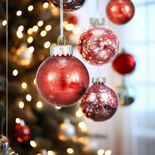 Miniatura 2 de 24 adornos de bola de Navidad transparentes inastillables, esferas decorativas de Navidad, esferas delicadas para decoración (2.36 pulgadas, rojo)