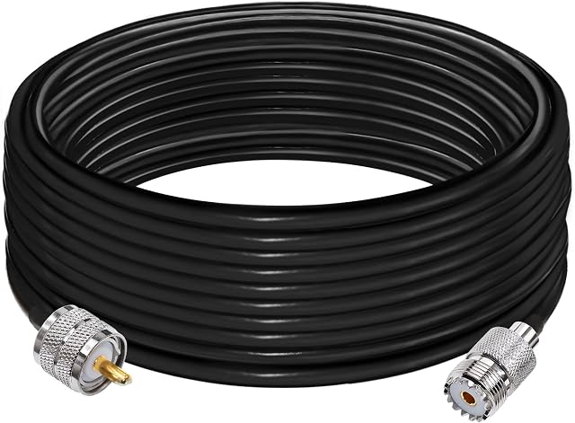 TUOLNK UHF PL259 Cable RG58 32.8ft(10M) PL259 SO239 Male to Female Extension Cable Low Loss CB Coax Cable Black for Two Way Radio CB Radio Wireless LAN Devices 32.8ft(10M)