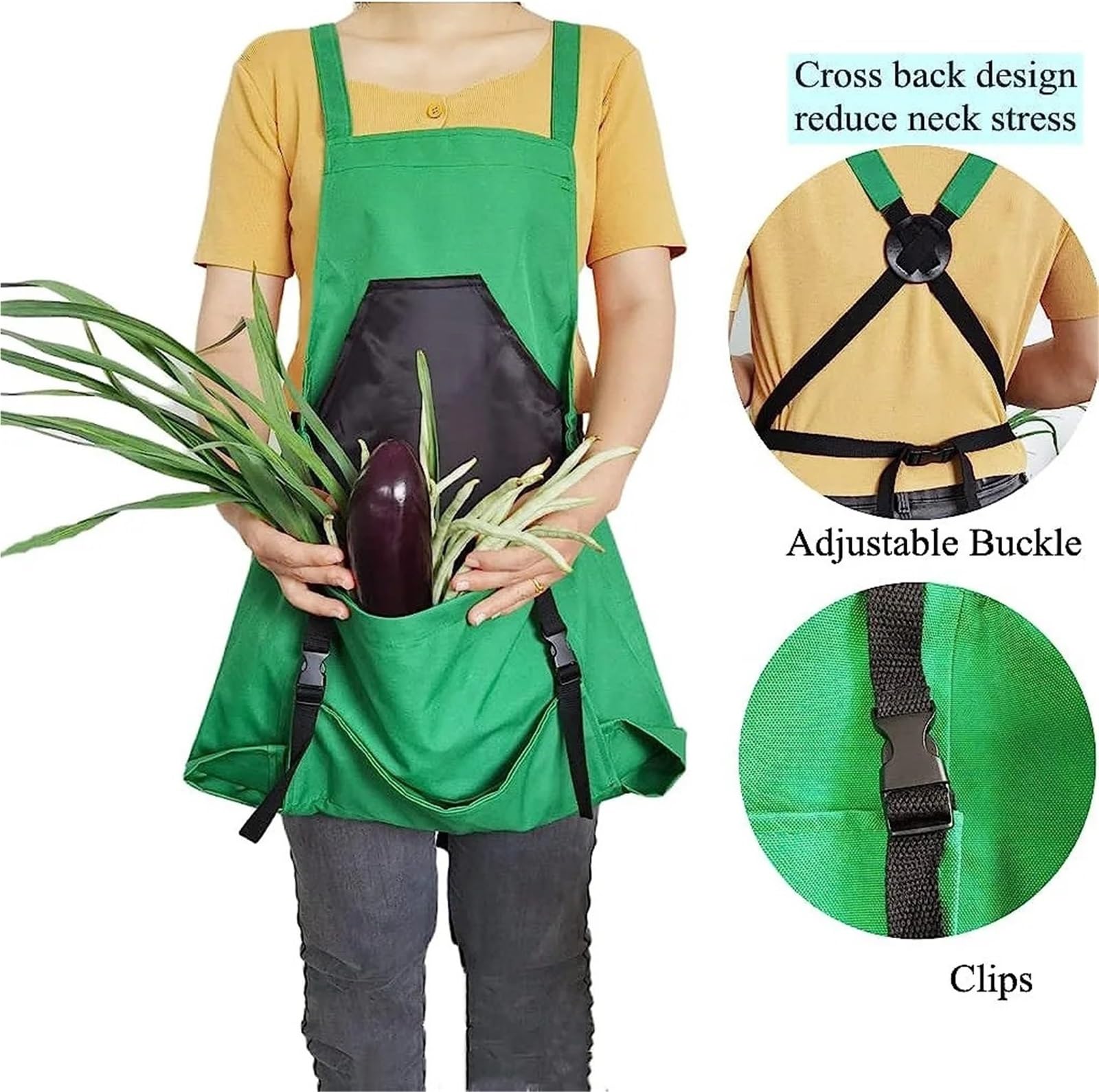 Grembiule da giardino 3 pezzi con tasche Tasca grande for raccolta esterna Per Giardino