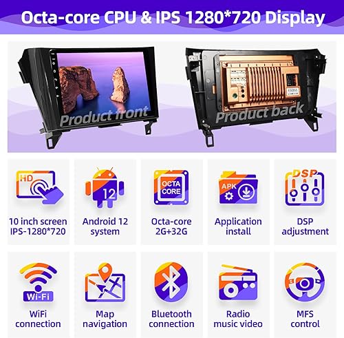 Miniatura 3 de CGOGC Android 11 Car Radio Compatible with Android Auto Wireless Carplay for Nissan Rogue X-Trail Qashqai 2014-2018 8core 1280X720 Touchscreen