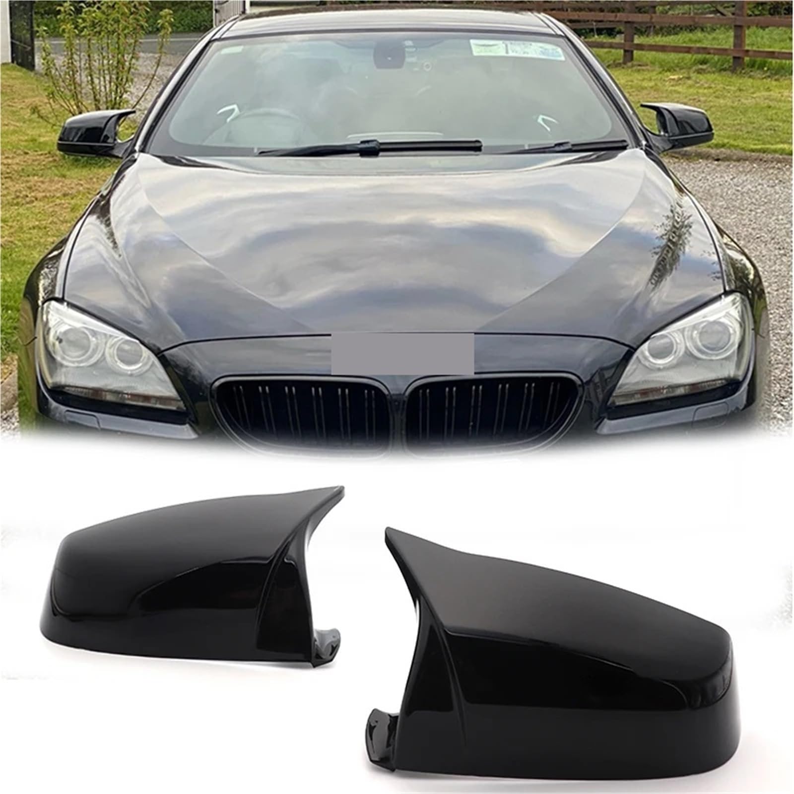 Auto Spiegelkappen Für 5 6 7 Serie E60 E61 E63 E64 F07 F10 | F11 F13 F01-F04 Carbon-Muster, schwarze Seite für Flügel-Rückspiegel-Abdeckkappe(Black)