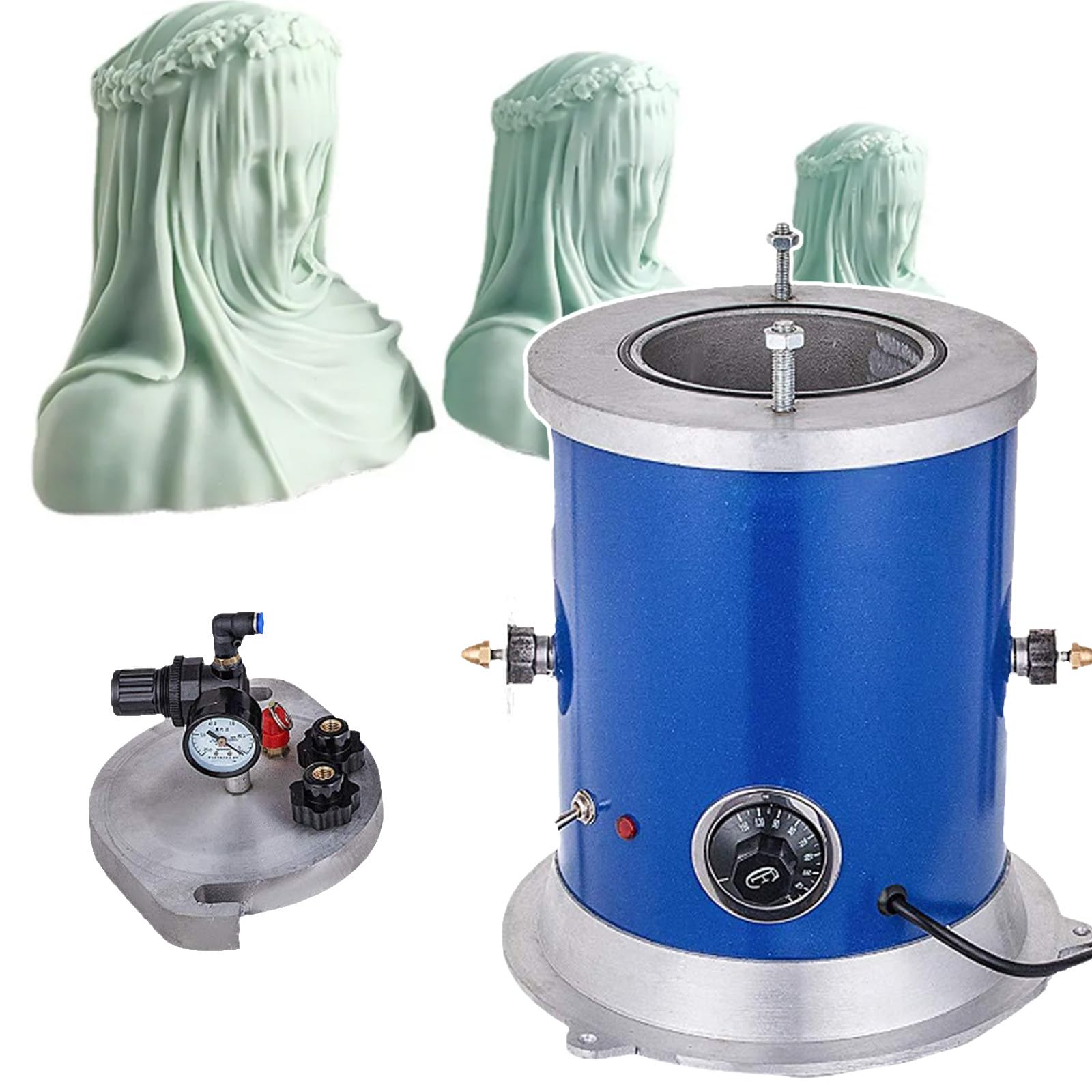 SENJINGHUA 350W Wax Injector, 3.3 Lbs Wax Molding Machine, with Double Nozzle, 86-230°F Adjustable Temperature Vacuum Wax Injector, for Wax, Jewelry,110V