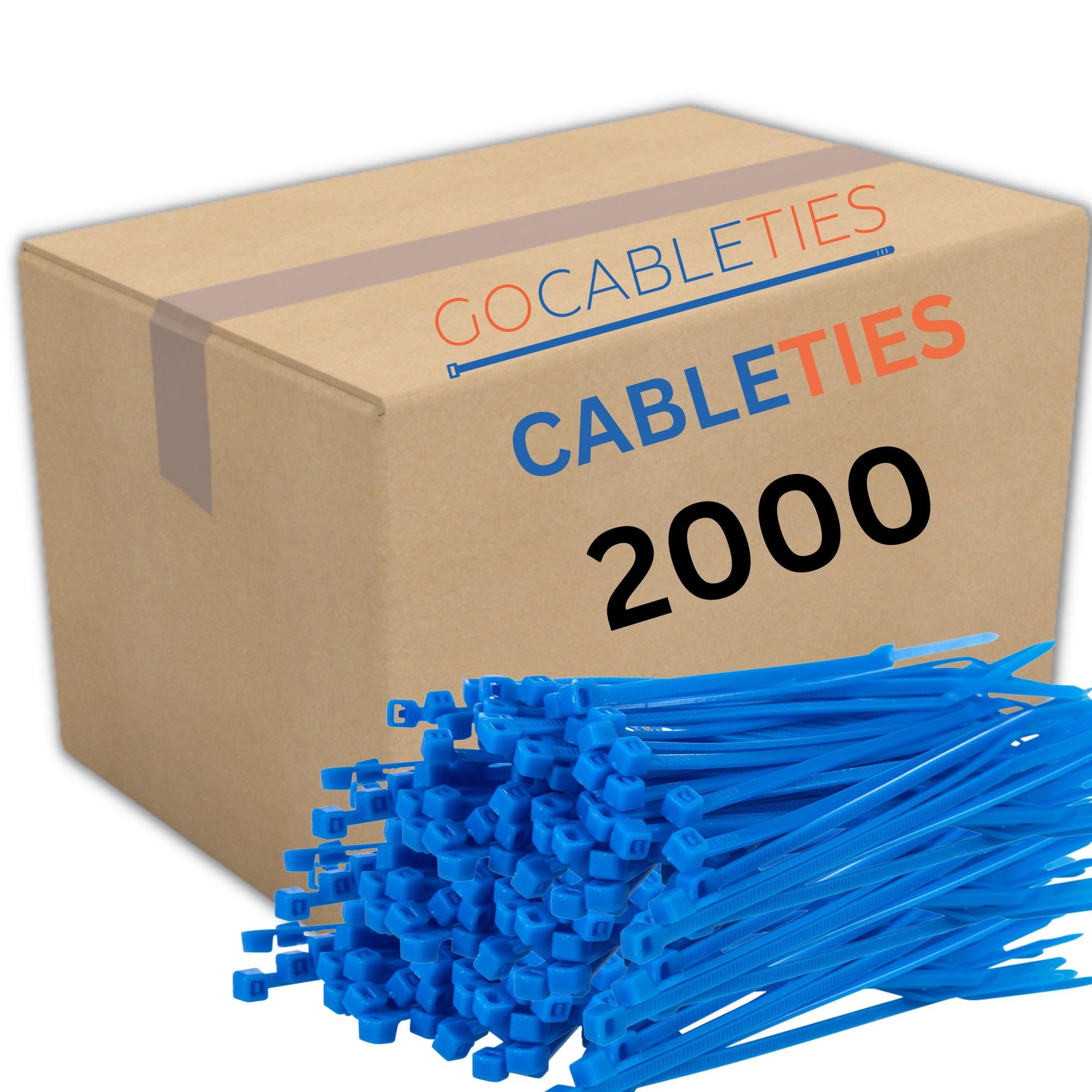 Gocableties Small Blue Cable Ties, 100mm x 2.5mm, Bulk Pack of 2000, 4” Premium Nylon Zip Ties, Plastic Tie Wraps, Secure Self-Locking Mechanism, for Home, Garden, Office and DIY — image 1