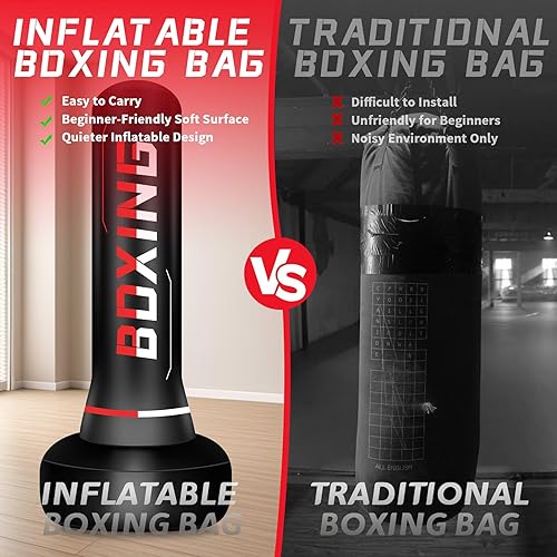 Miniatura 5 de Freestanding Punching Bag for Adult Teens, 70" Heavy Punching Bag with Boxing Gloves and Electric Air Pump for Beginners Kickboxing Training MMA