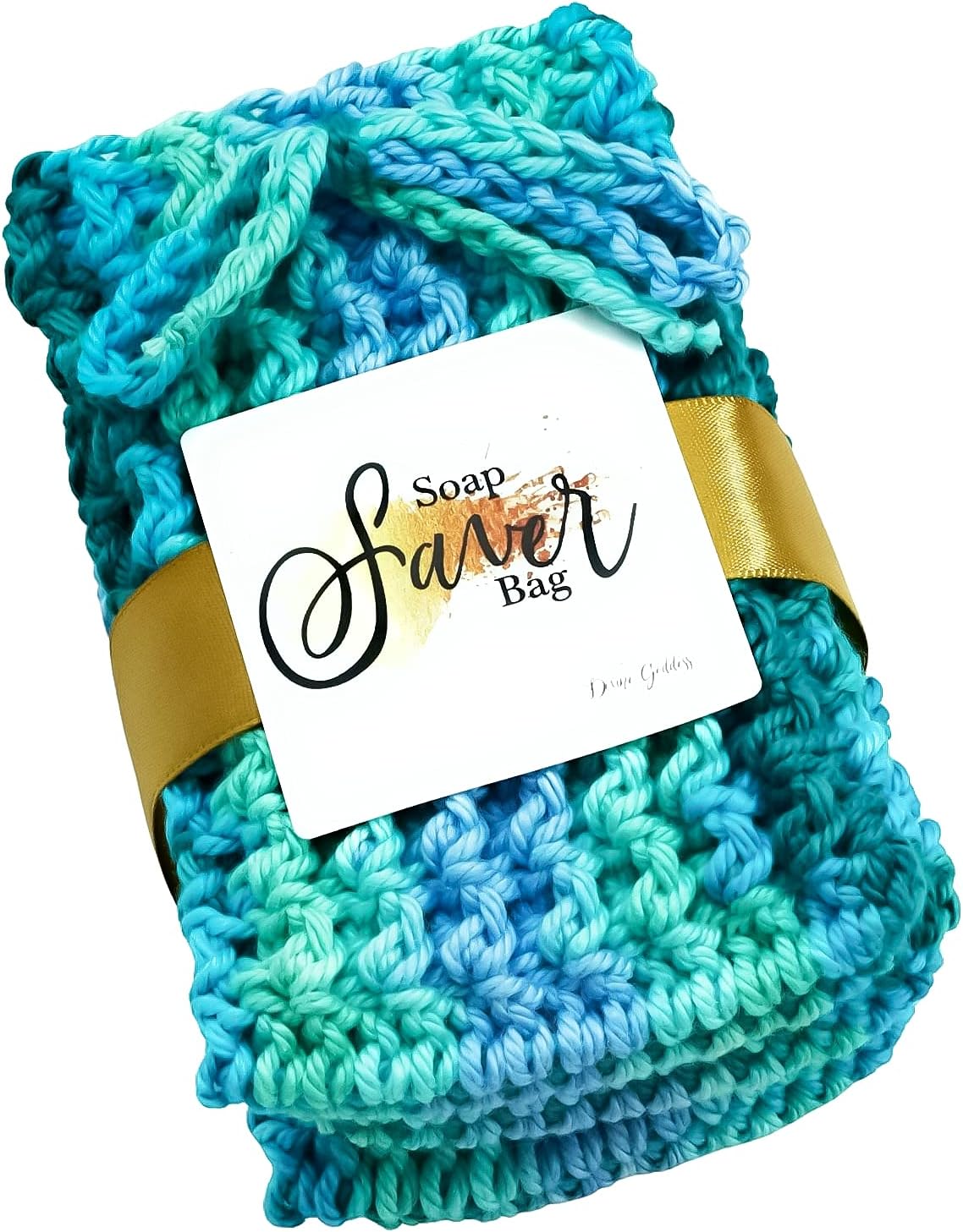 Aqua Ombre Exfoliating Cotton Soap Pouch Soap Saver Bag for Shower or Bath - Body Facial Cleaning Tool – Machine Washable – 3 Pack