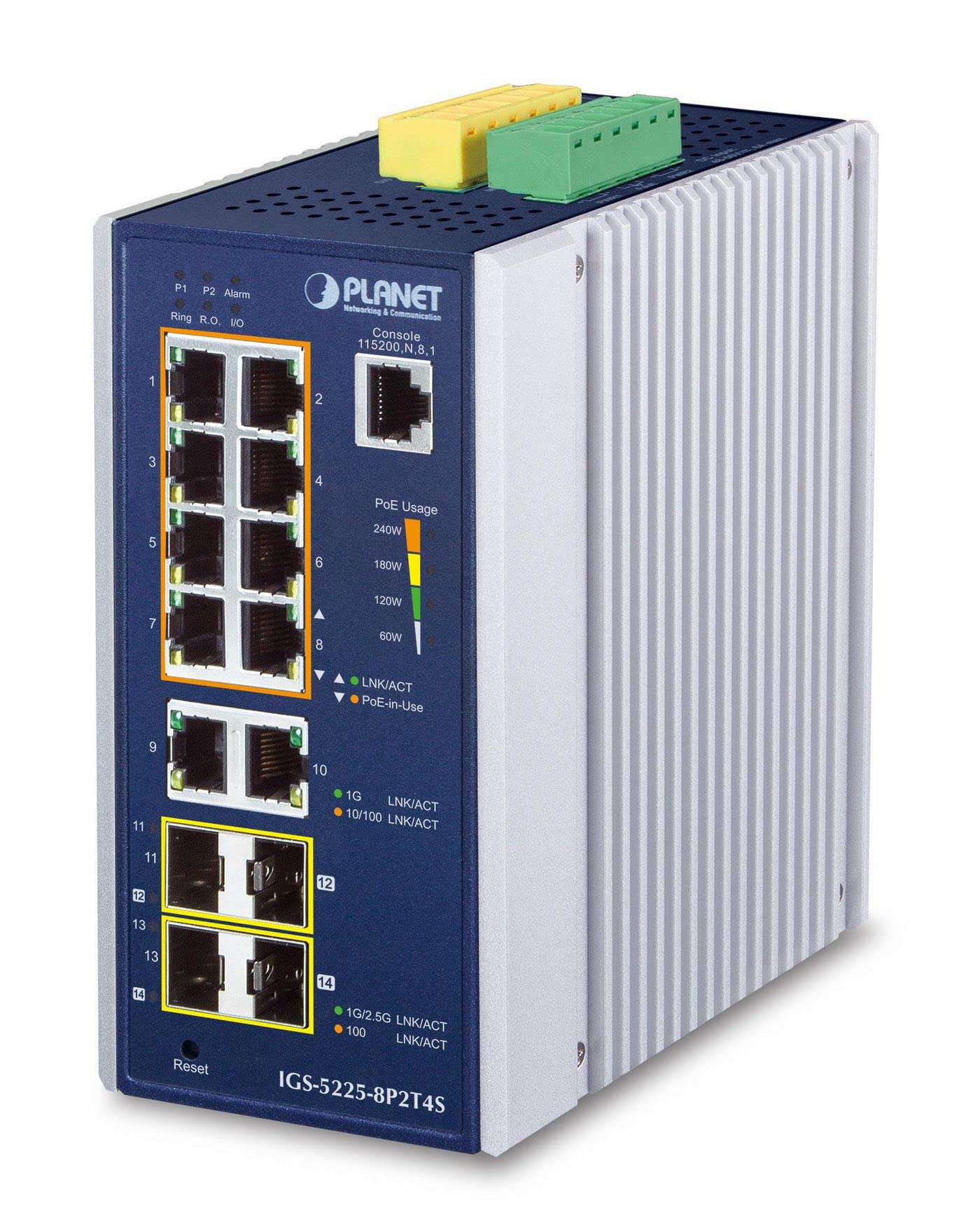 PLANET IP30 Industrial L2+/L4 8-Port 1000T 802.3at PoE+ 2-Port, W126276290 (1000T 802.3at PoE+ 2-Port 10/100/1000T + 2-Port 100/1G SFP + 2-portowy 1G/2,5G SFF P Full Managed Switch IP30)
