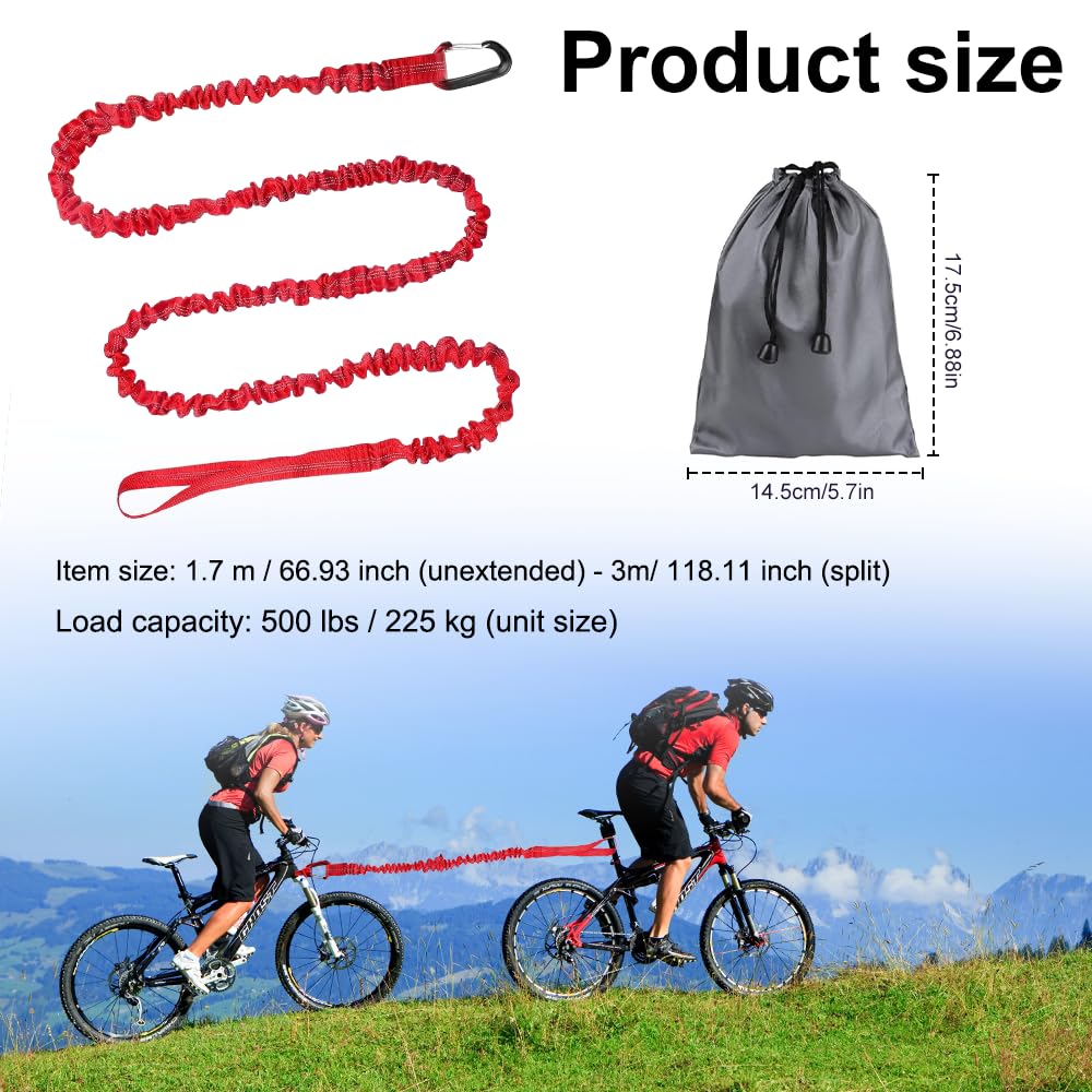 Corde de Remorquage de Vélo, Sangle avec Crochet de Sécurité, Capacité 500lb/225 kg