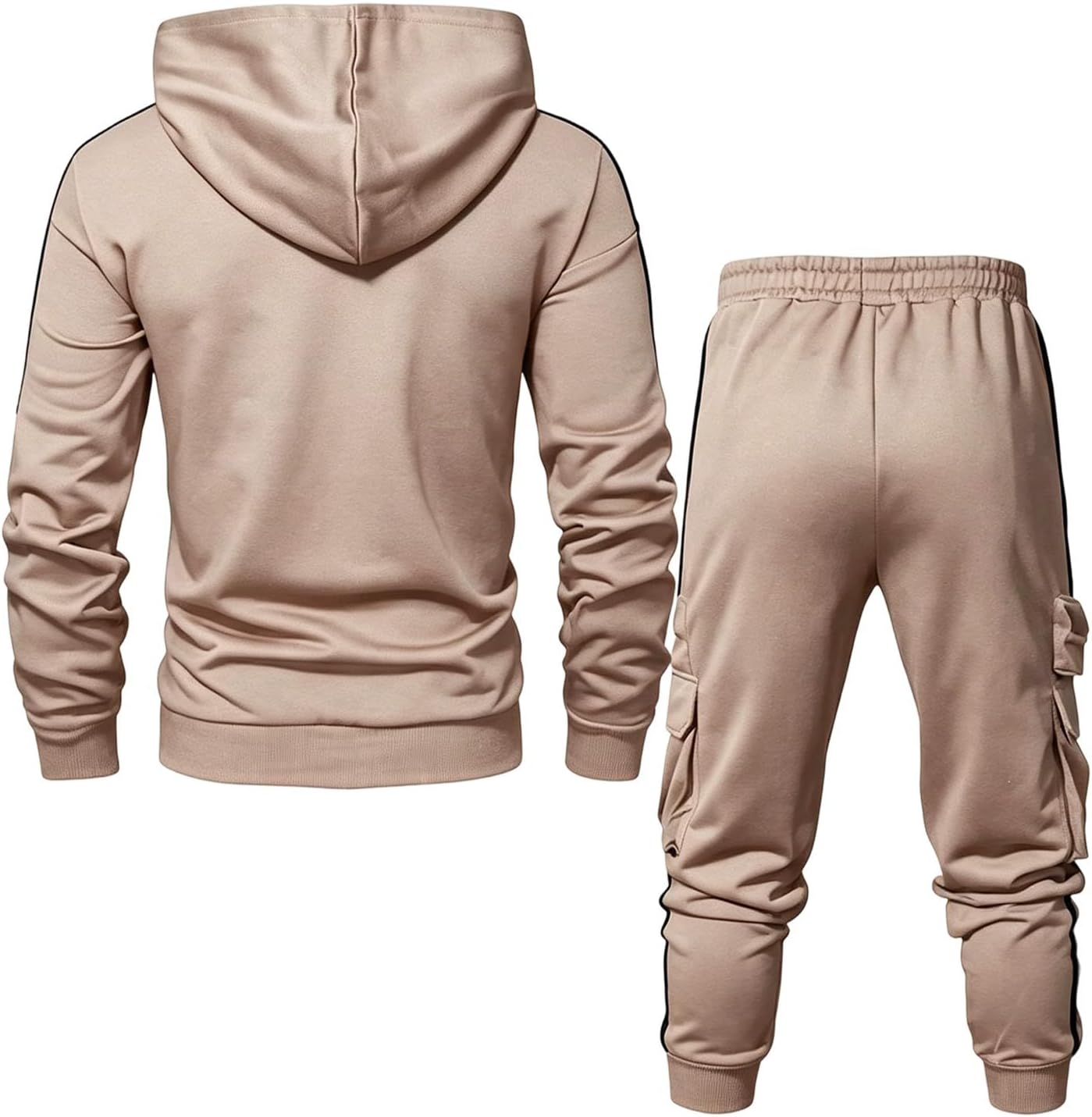 HJINGSUN Men Jogging Suits Sets Colorblock Hoodie Cargo Jogger Sweat Suits