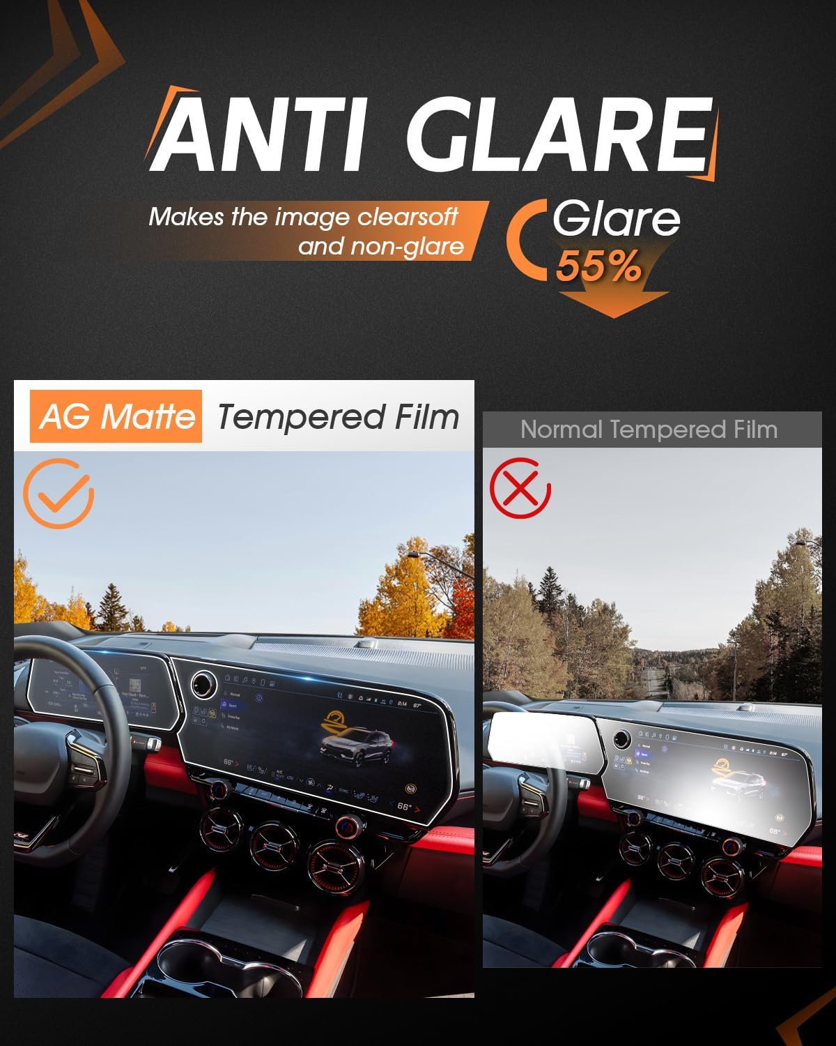 For 2024 2025 2026 Chevrolet Blazer EV Screen Protector - (2PCS) Matte Anti Glare Tempered Glass - Chevy Blazer EV (LT, RS) 17.7 Inch Touchscreen & 11 Inch Instrument Accessories