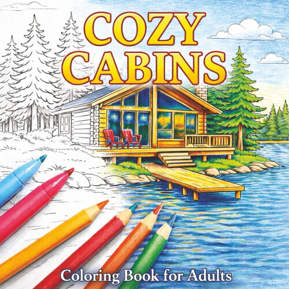 Cozy Cabins: Coloring Book for Adults: Coloring Book for Adults