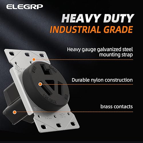 Miniatura 9 de ELEGRP NEMA 10-30P y NEMA 10-50P Enchufe de ángulo de 10-50P, enchufe eléctrico de 4 clavijas para estufa de horno, enchufe de hoja recta