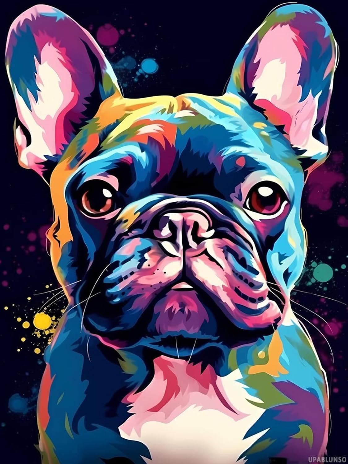 Christmas Gift French Bulldog Colorful Dog Animal Diamond Painting Kits for Adults, Diamond Art Crafts Home Wall Decor Gift Round Diamond Dots 12x16inch Suitable for New Year, Valentine's Day
