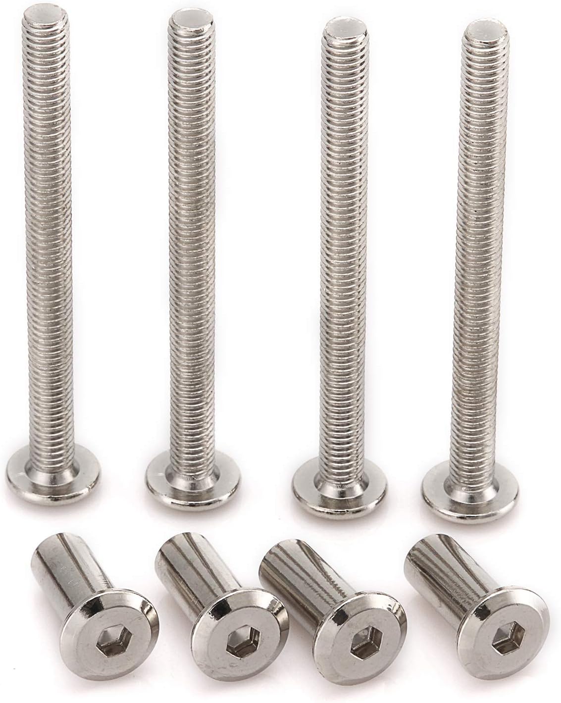 20pcs M6 Furniture Joint Connector Bolt & Cap Nut Kit Use for Cot Bed Crib Bolts Hex Drive Socket Cap Bolts - Hex Socket Screws Head (40mm)