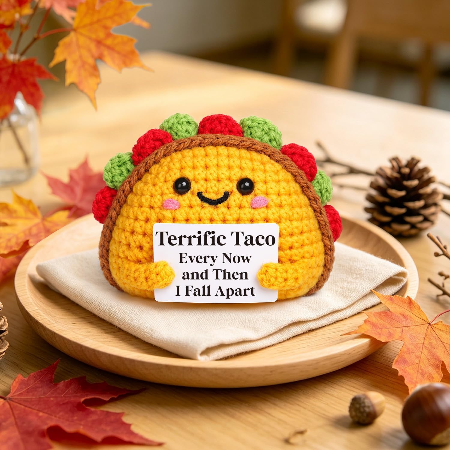 OCCdesign Mini Fall Inspirational Crochet Terrific Taco Gift for Women Men